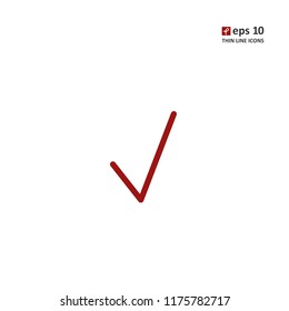 Check mark - thin line icon on white background. Symbol for web, infographics, print design and mobile UX/UI kit. Vector illustration, EPS10.