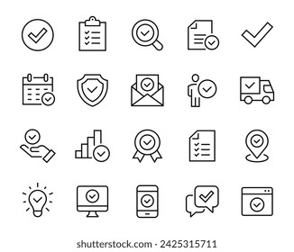 Check mark thin line icons. checkmark symbol. approved, confirm, correct icon. Vector