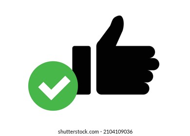 Check mark and thumbs up icons. Vectors.