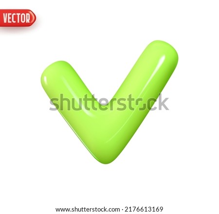 Check mark. Tick checkmark green color. Realistic 3d design In plastic cartoon style. Icon isolated on white background. Vector illustration