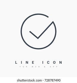 Check mark tick confirm line vector icon