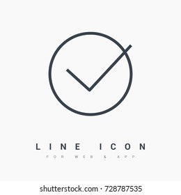 Check mark tick confirm line vector icon
