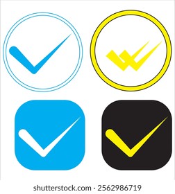 Check mark tick or correct icon. Different icons checklist vector design. Check-mark icon for business, office, poster, and web designs. Icons collections color full Tick  and circle.