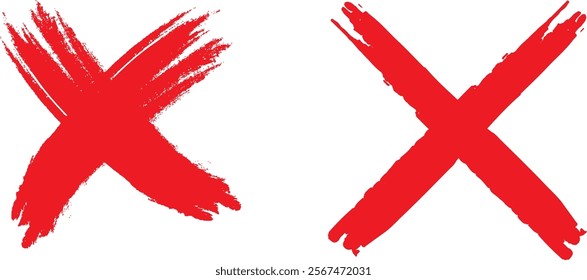 check mark, tick mark, and cross brush sign red checkmark and red X icons, buttons for vote, election choice decision, web.