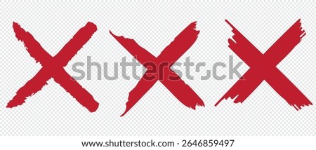 check mark, tick mark, and cross brush sign red checkmark and red X icons, buttons for vote, election choice decision, web.