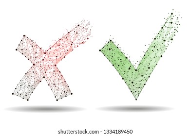 Check mark, Tick and cross icon. Green and red signs.