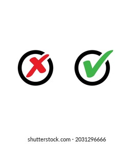 Marcar, marcar y cruzar el icono de logotipo aislado en fondo blanco. Ilustración del vector