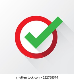 Check mark or tick flat icon with long shadow. Vector illustration esp10.
