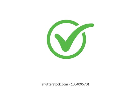 Marcar icono verde. Símbolo de aprobación. Signo positivo.