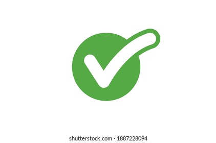Markieren Sie das Symbol grün ankreuzen. Genehmigungszeichen. Positives Zeichen.