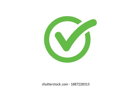 Marcar icono verde. Símbolo de aprobación. Signo positivo.