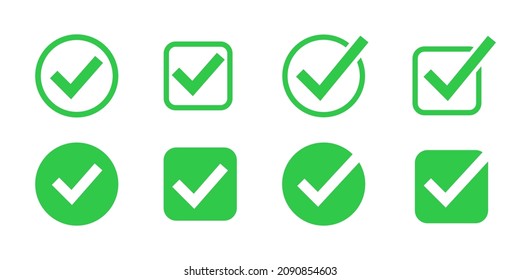 Marcar icono de marca. Signos de elección correctos. Elemento positivo verde de marca de verificación. Vector de acciones