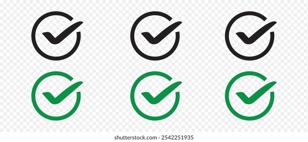 marca de seleção ícone de marcação com correto, aceitar ícones de marca de seleção caixa de marcação marcada - símbolo de caixa de seleção sinal aprovado