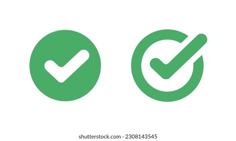 Marcar icono de garrapata pictograma de vector verde, marca de verificación derecha simple aprobar signo correcto, símbolo de confirmación ok pasado, sí elemento de lista de verificación válido, marca de verificación de la imagen de la casilla de verificación