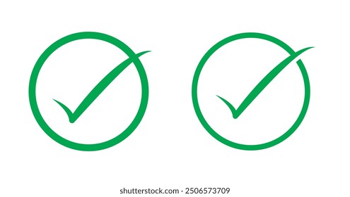 Check mark tick icon green graphic pictogram, simple right checkmark approve correct sign, ok passed confirm symbol, yes valid checklist element, checkbox image