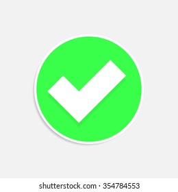 Check mark or tick icon in green circle.