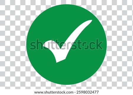 Check Mark or Tick Icon on Transparent Background Vector Design.