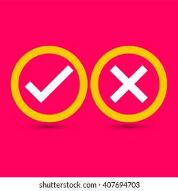 Check mark or tick icon in pink circle