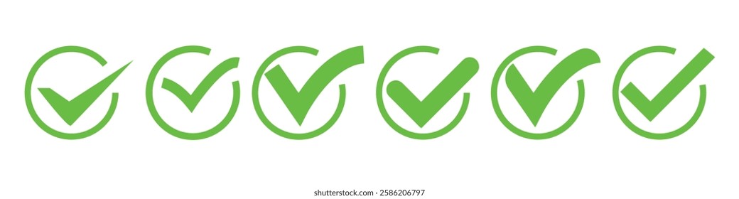 check mark and tick mark icon set. accept approved icon. vector illustration.