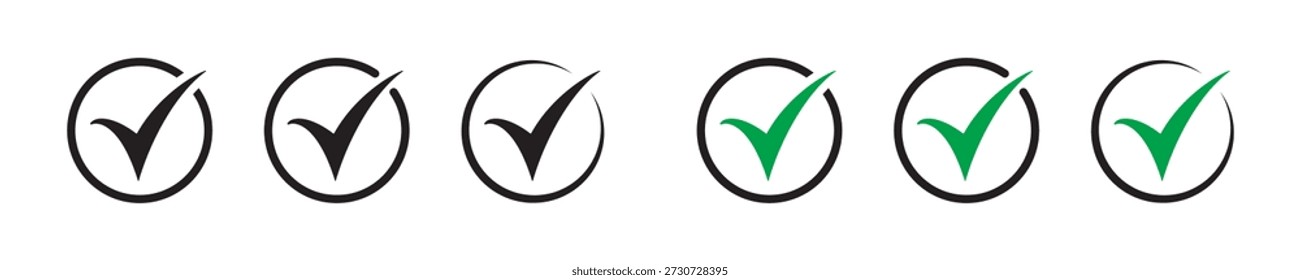 Marque el conjunto de iconos de marca para Aprobación, confirmación, validación y diseño de interfaz de usuario
