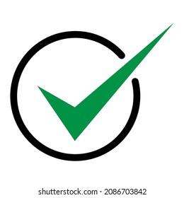 Marcar, marcar icono, éxito - sí ilustración vectorial aislada en segundo plano, votar positivo .