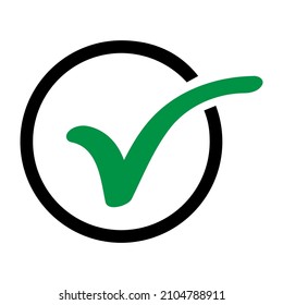 Marcar, marcar icono, éxito - sí ilustración vectorial aislada en segundo plano, votar positivo .