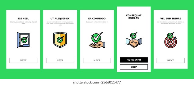 check mark tick ok onboarding mobile vector yes checkmark, right correct, checklist choice, button vote, choose confirm approved check mark tick ok illustrations