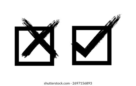 Check mark and tick mark on white background