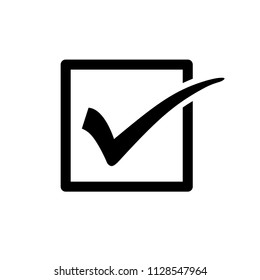 Check mark or tick sign in box. Easily editable, colorable EPS 8 vector icon isolated on transparent background, No. 2 variant.