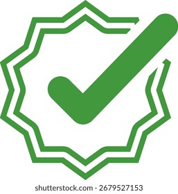 Vetor de símbolo de ícone de verificação de marca de seleção. Crachá de marca de verificação certificada