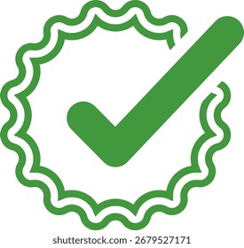 Vetor de símbolo de ícone de verificação de marca de seleção. Crachá de marca de verificação certificada