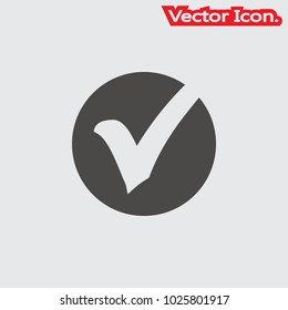 Check mark, tick, yes. icon isolated sign symbol and flat style for app, web and digital design. Vector illustration.