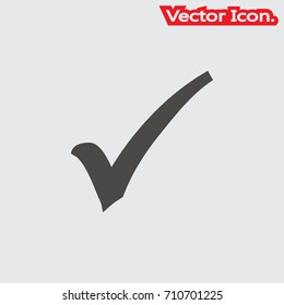 Check mark, tick, yes. icon isolated sign symbol and flat style for app, web and digital design. Vector illustration.