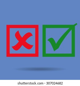check mark, tick, yes, no, vote icon