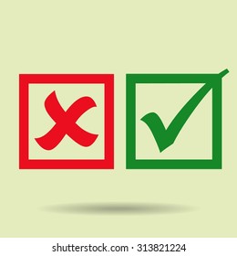 check mark, tick, yes, no, vote icon