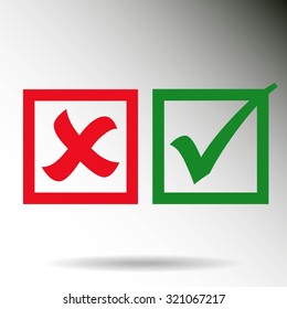 check mark, tick, yes, no, vote icon