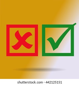check mark, tick, yes, no, vote icon