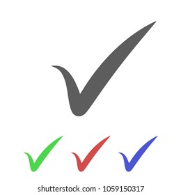 Check mark, tick, yes. Set icons with nine Color Variations of flat style. Vector illustration.