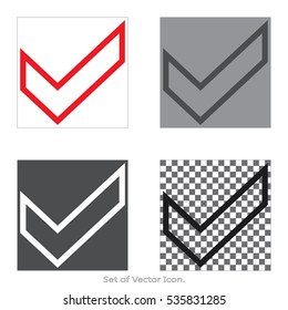 Check mark, tick, yes. Set icons with four Color Variations of flat style. Vector illustration.