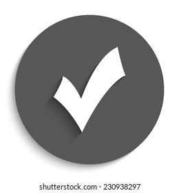 check mark, tick, yes, vote - vector icon with shadow on a round grey button