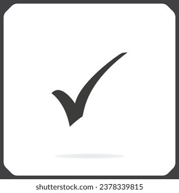 check mark, tick, yes, vote icon with shadow on a grey background