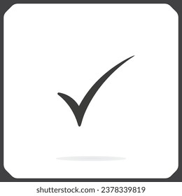 check mark, tick, yes, vote icon with shadow on a grey background