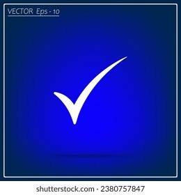 check mark, tick, yes, vote icon with shadow on a grey background
