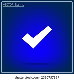 check mark, tick, yes, vote icon with shadow on a grey background