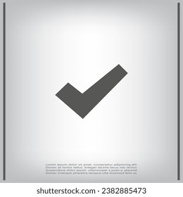 check mark, tick, yes, vote icon with shadow on a grey background