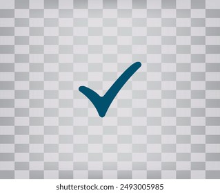 check mark, tick, yes, vote icon with shadow on a grey background