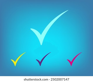 Marca de verificación, marca, sí, icono de voto con sombra sobre un fondo gris