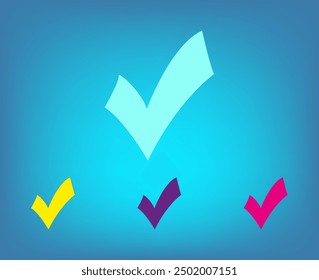 Marca de verificación, marca, sí, icono de voto con sombra sobre un fondo gris