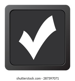 check mark, tick, yes, vote - vector icon, on a grey button
