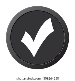 check mark, tick, yes, vote - vector icon, on a grey button